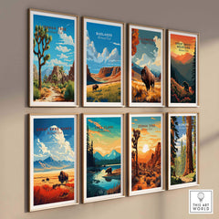 Joshua Tree Poster National Park collection featuring vibrant artwork of iconic landscapes.