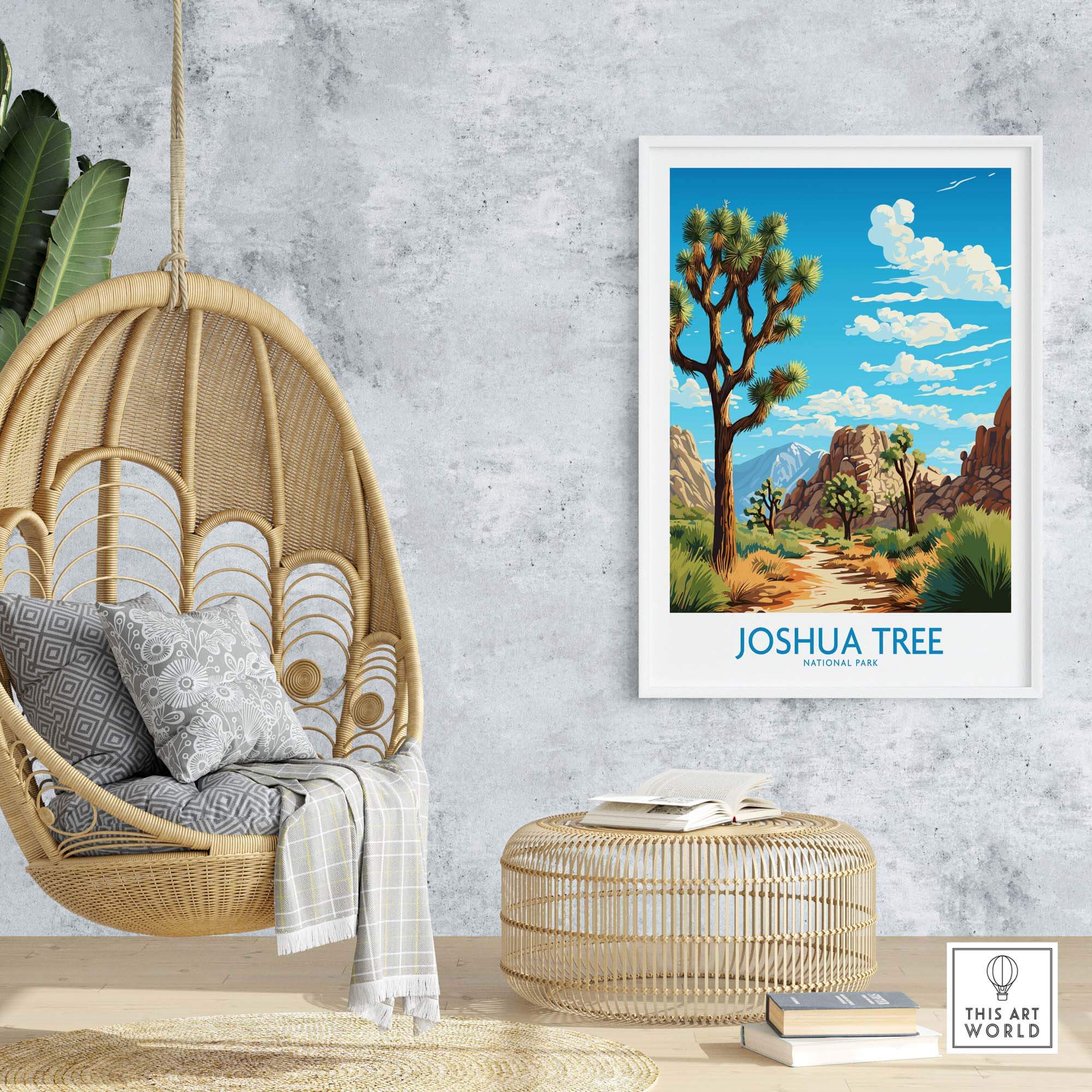 Joshua Tree Print featuring a colorful desert landscape, ideal for home decor and lovers of the outdoors.