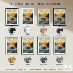 Kenai Fjords National Park framed print with orca and mountain landscape in eight frame colors.