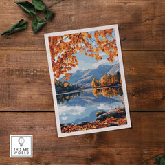 Keswick Travel Print featuring autumn colors and tranquil Lake District scenery.