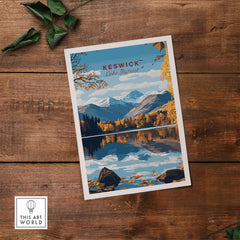 Keswick Wall Art featuring a stunning Lake District view with tranquil reflections on water.