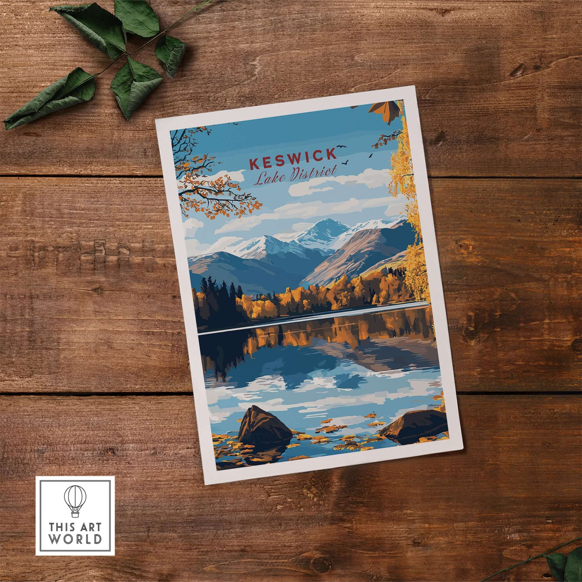 Keswick Wall Art featuring a stunning Lake District view with tranquil reflections on water.