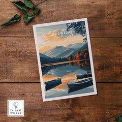 Keswick Wall Art Poster featuring serene lakes and mountains in beautiful colors, perfect for home decor.
