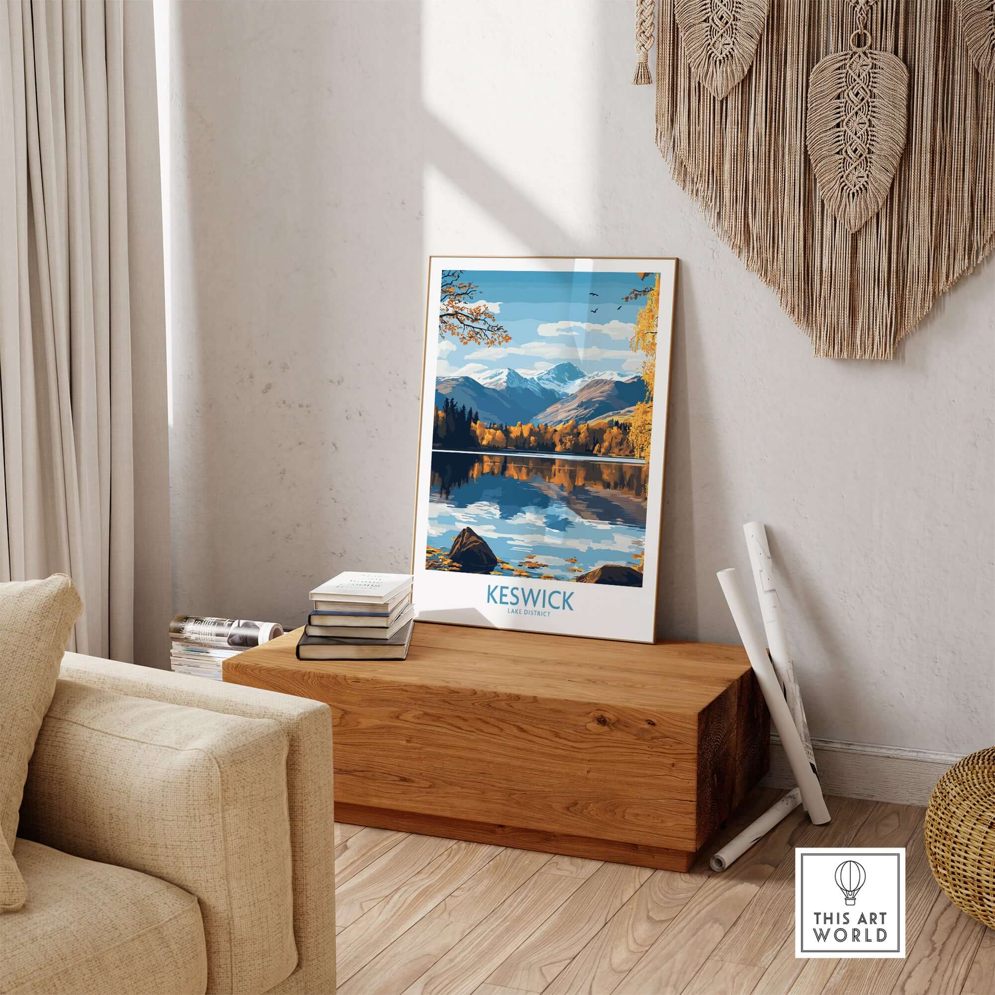 Keswick Wall Art Print showcasing Lake District beauty in a peaceful home setting.