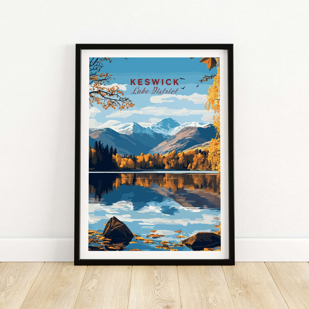 Stunning Keswick Wall Art showcasing Lake District's serene mountains and autumnal landscape, perfect for home decor.