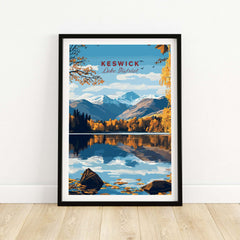 Keswick Wall Art showcasing a stunning view of the Lake District with vibrant autumn colors and tranquil reflections.
