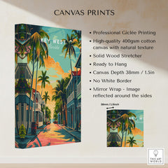 Key West Wall Art Print - Florida Travel Poster featuring vibrant colors and tropical scenery from Key West.