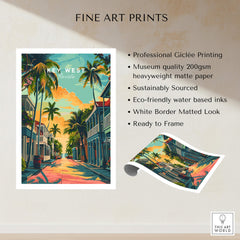 Key West Wall Art Print - Florida Travel Poster featuring tropical scenery and vibrant colors.