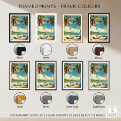 Framed Key West Poster prints in various frame colors: black, white, natural, brown, gold, silver, dark grey, light grey.