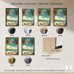Key West Poster framed canvas options in various colors including Black, White, Natural, Brown, Gold, Silver.