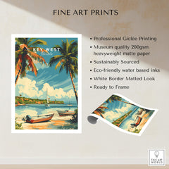 Key West Poster featuring vibrant palm trees and a serene ocean view, perfect for home or office décor.