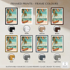 Key West Wall Art framed prints options in various colors like black, white, natural, and brown for coastal decor.