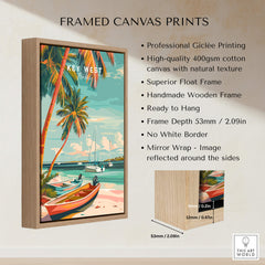 Key West Wall Art framed canvas print showcasing vibrant tropical scenery and high-quality giclée printing.