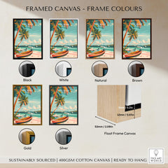 Key West Wall Art framed canvas options in various colors including black, white, natural, brown, gold, and silver.