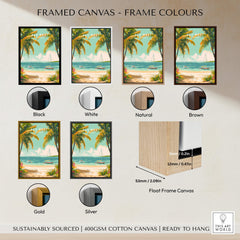 Framed Key West Travel Poster options displayed in various frame colors including black, white, natural, brown, gold, and silver.
