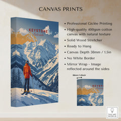 Keystone Travel Poster - Colorado showcasing a ski resort with mountains, ready to hang high-quality canvas print.