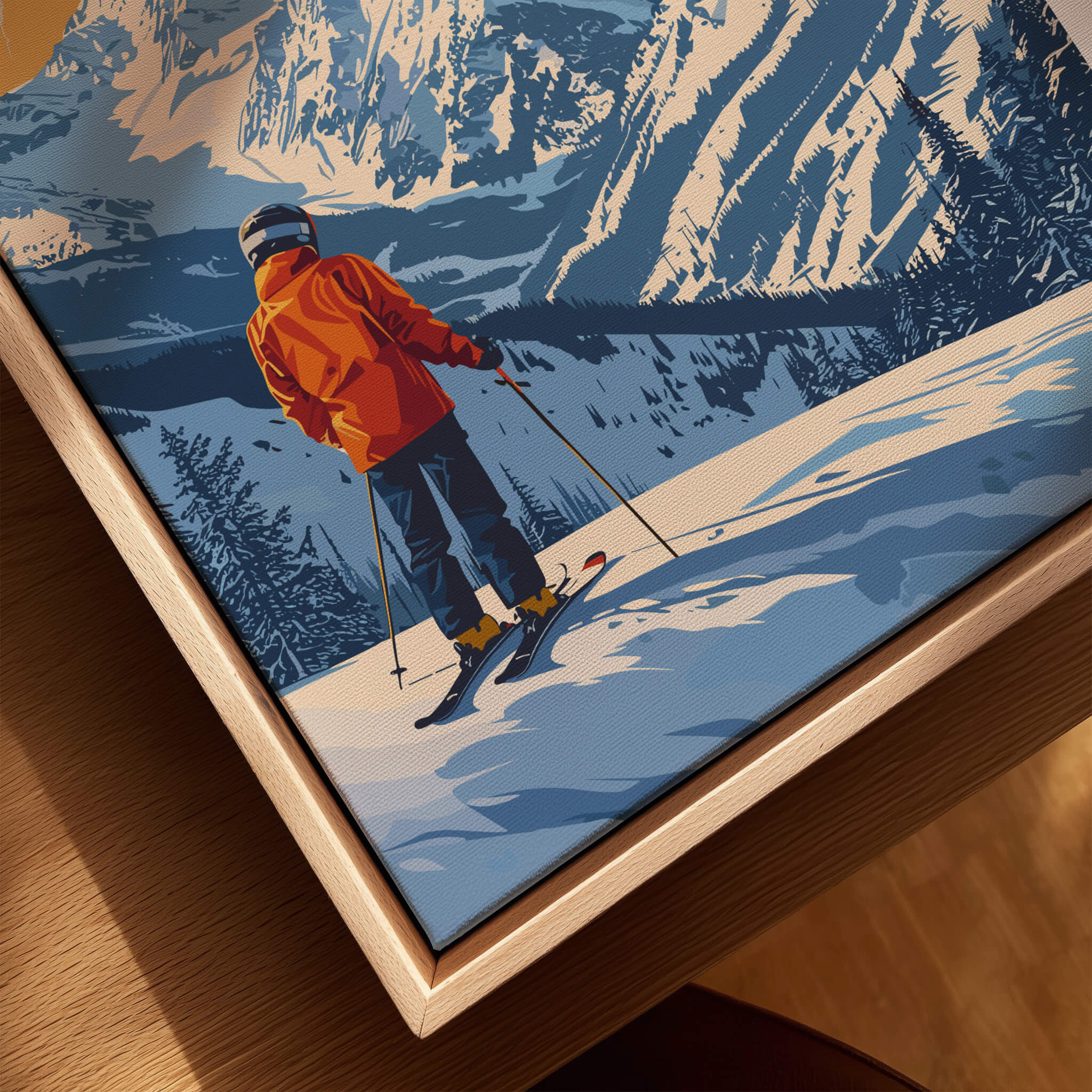 Keystone Travel Poster - Colorado showcasing a skier in a winter landscape with mountains in the background.