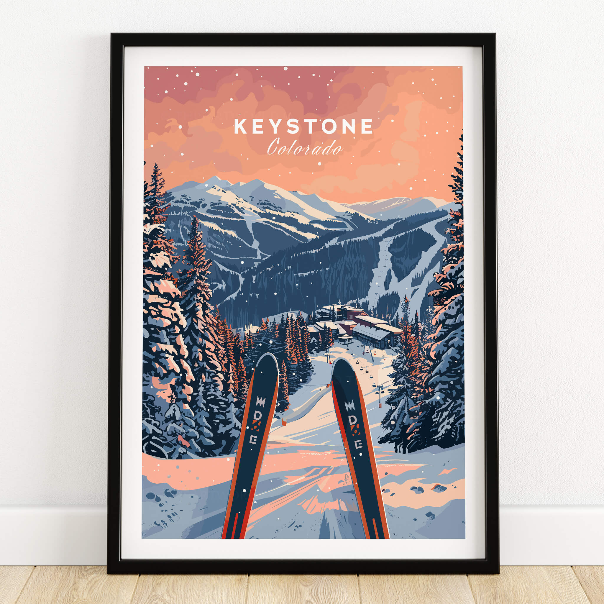 Keystone Ski Poster -  Colorado showcasing beautiful slopes and mountains in Keystone, perfect for ski enthusiasts.