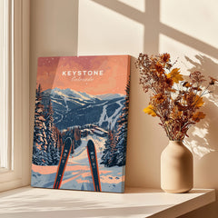 Keystone Ski Poster - Colorado showcasing a beautiful ski landscape in the mountains with vibrant colors.