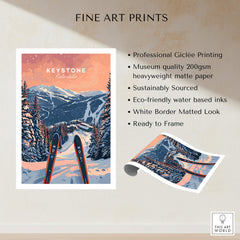 Keystone Ski Poster - Colorado showcasing stunning mountain views, perfect for ski enthusiasts and Colorado lovers.