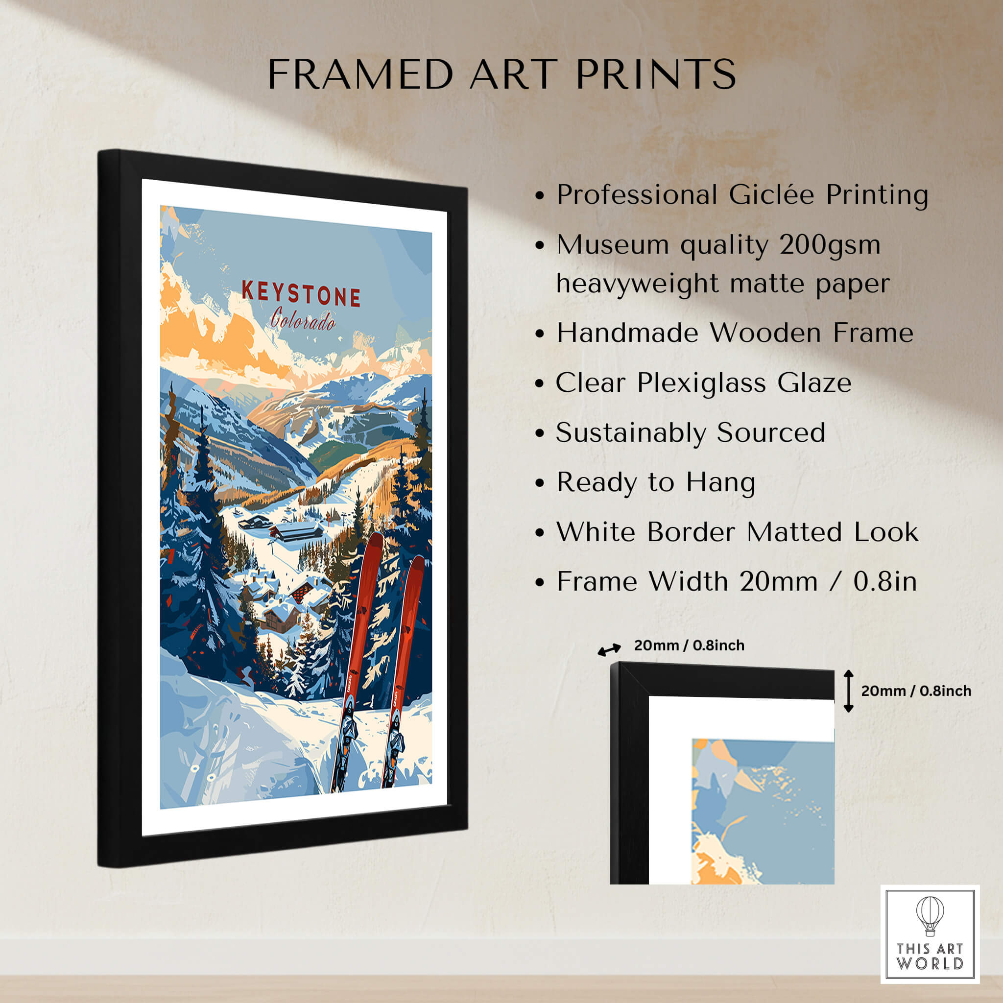 Keystone Wall Art Print - Colorado Ski, framed art print showcasing stunning Colorado ski scenery.
