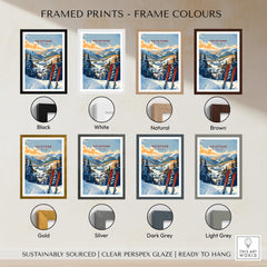 Framed prints showcasing Keystone Wall Art Print - Colorado Ski in various colors including black, white, gold, and natural.
