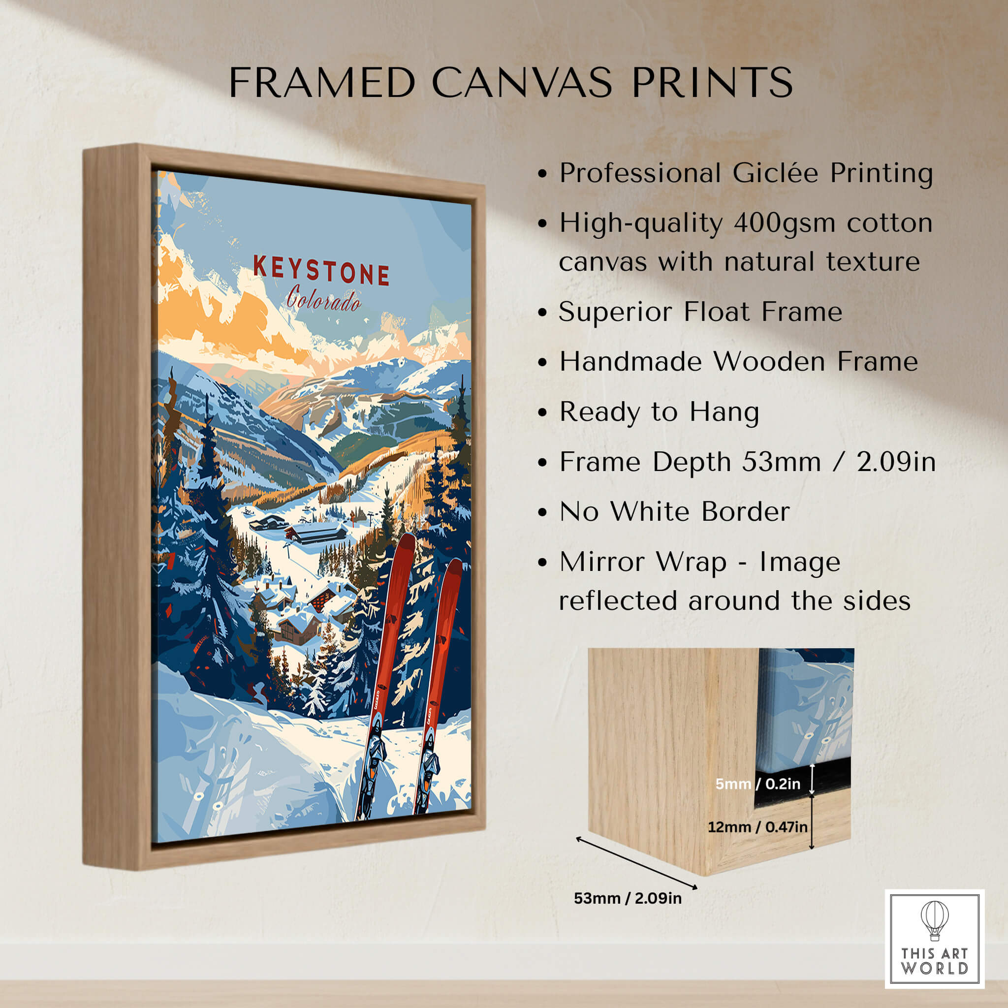 Keystone Wall Art Print - Colorado Ski framed canvas print showcasing Colorado's stunning ski landscape.