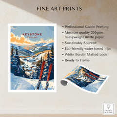 Keystone Wall Art Print - Colorado Ski showcasing stunning mountain scenery and ski equipment, perfect for home or office decor.