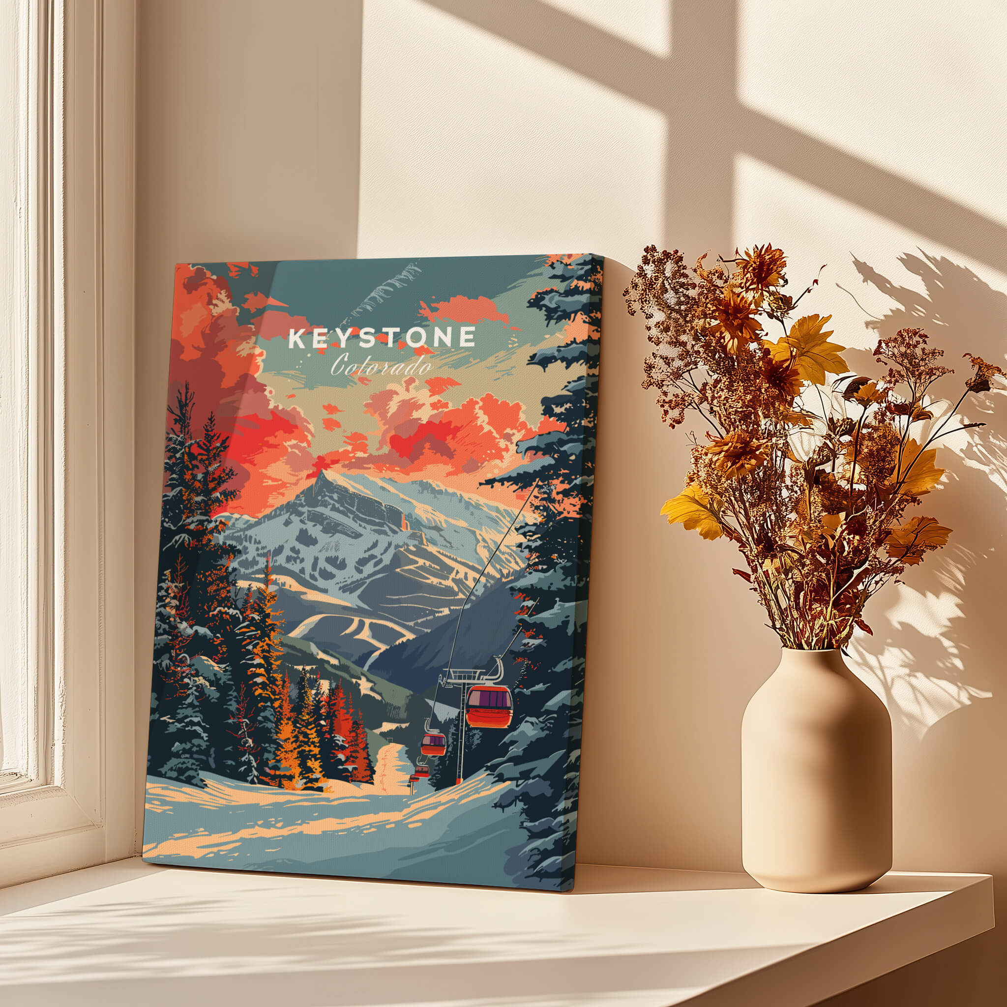 Keystone Print Colorado ski poster featuring vibrant colors and stunning mountain scenery.