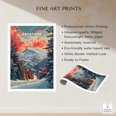Keystone Print Colorado ski poster featuring vibrant colors and mountain scenery, ideal for ski lovers and home decor.