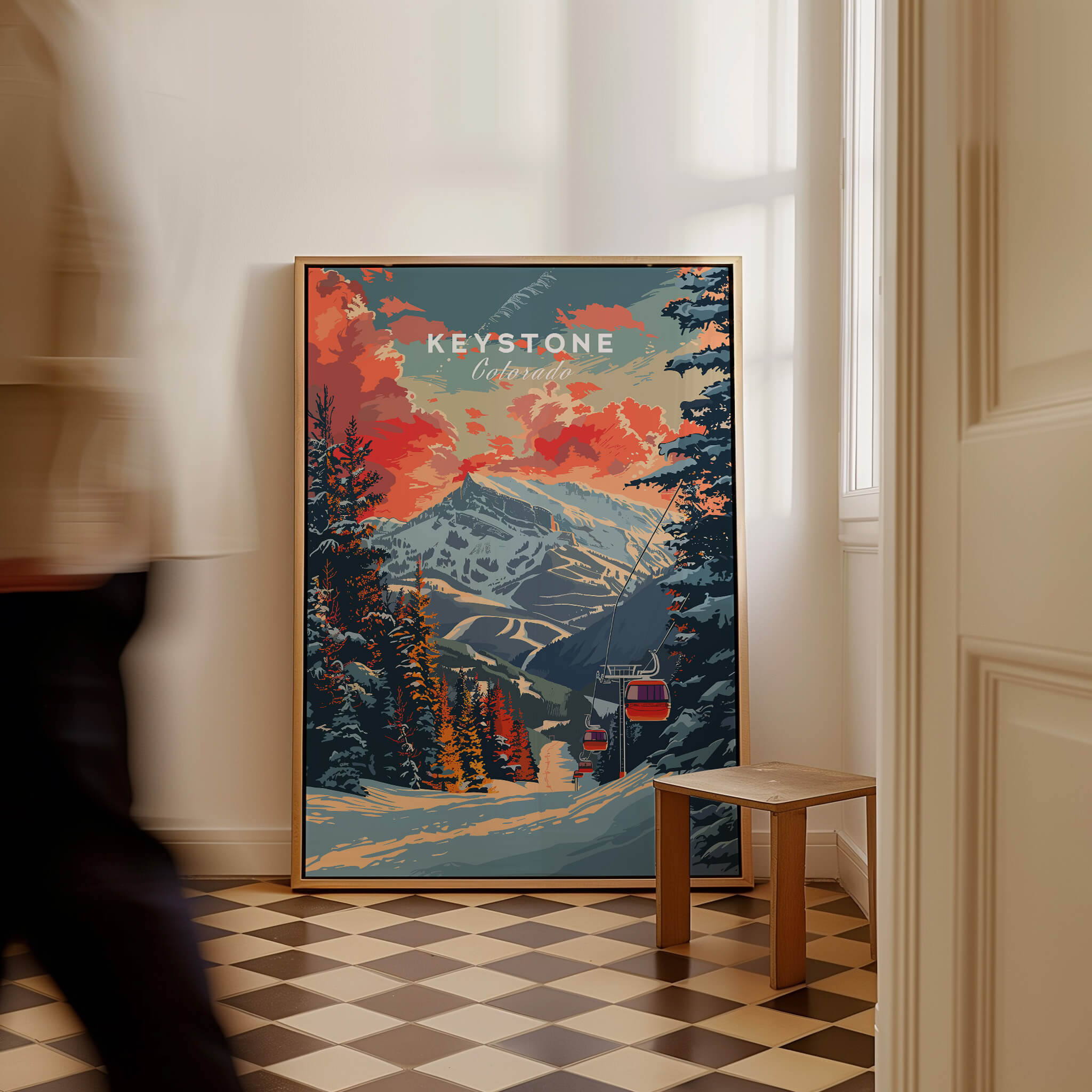 Keystone Print Colorado ski wall art poster featuring vibrant mountain scenery and a ski lift.