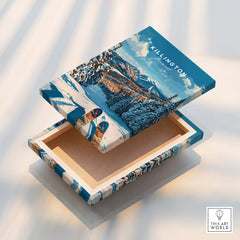 Killington Ski Poster - Vermont, featuring a beautifully designed ski-themed box with snowy mountains.