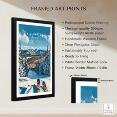 Killington Ski Poster - Vermont framed print showcasing the scenic slopes of Killington, ideal for ski lovers and wall art.