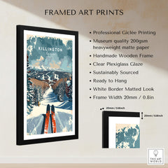 Killington Wall Art Print - Ski Poster Vermont framed art print showcasing stunning ski resort scenery.