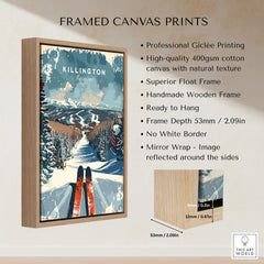 Killington Wall Art Print - Ski Poster Vermont framed canvas print showcasing stunning winter landscape with skis.