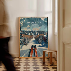 Killington Wall Art Print - Ski Poster Vermont featuring a ski scene and snowy landscape, perfect for ski lovers.
