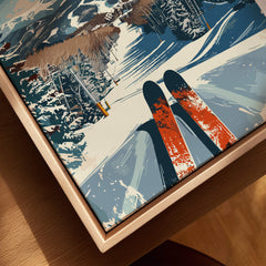 Killington Wall Art Print - Ski Poster Vermont showcasing ski tracks in snow with vibrant colors and snowy trees.
