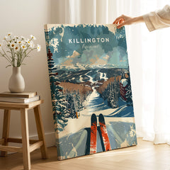 Killington Wall Art Print - Ski Poster Vermont featuring a vibrant ski scene from Vermont's Killington resort.