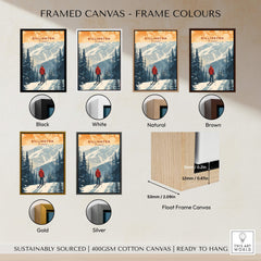 Framed Killington Print Vermont canvas options in black, white, natural, brown, gold, and silver for home decor.