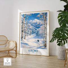 Kiroro Japan Powder Run Wall Art — large framed print room setting chair plant