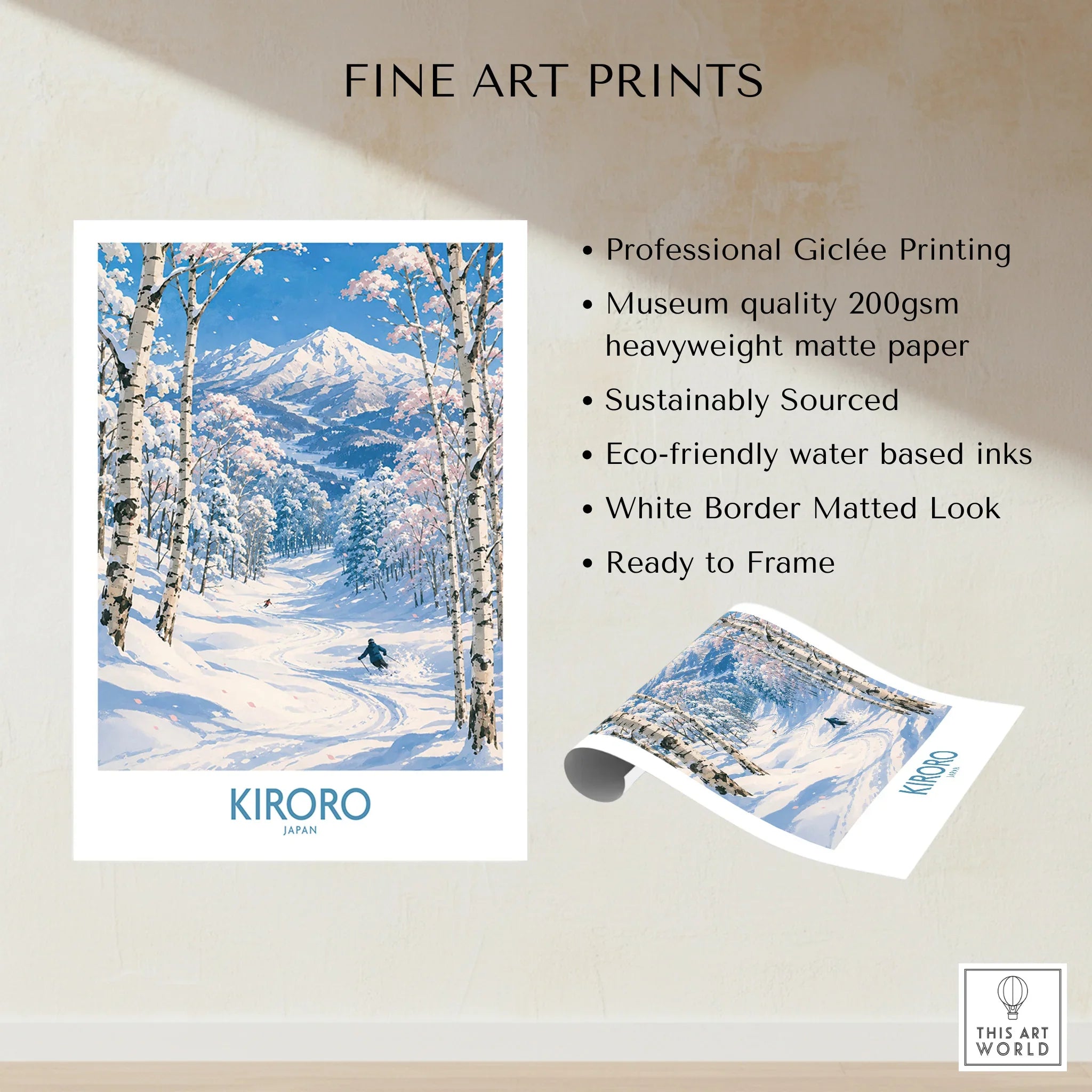 Kiroro Japan Powder Run Wall Art — fine art print unframed quality details