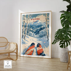 Kiroro Japan Mountains Travel Poster — large framed print room setting chair plant