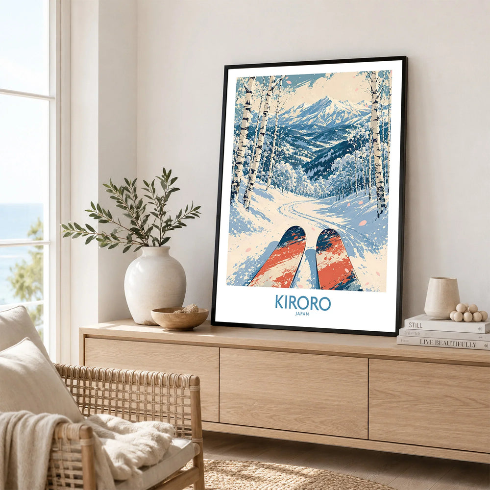 Kiroro Japan Ski Run Wall Art — framed artwork living room lifestyle setting