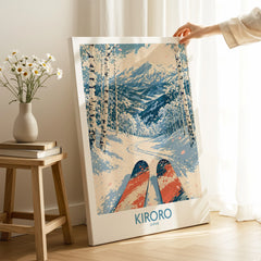 Kiroro Japan Ski Run Wall Art — canvas print mirror edge hand holding room setting
