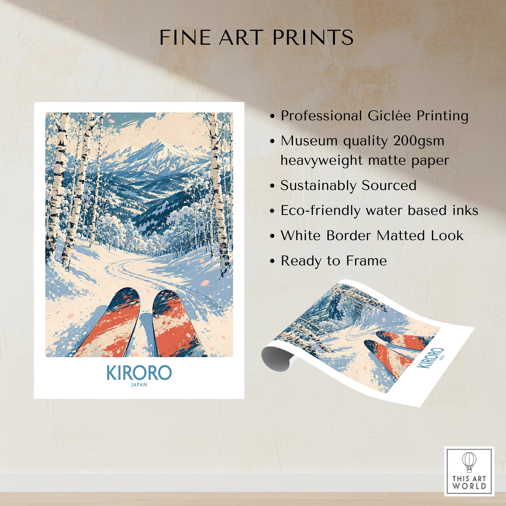 Kiroro Japan Ski Run Wall Art — fine art print unframed quality details