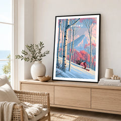 Kiroro Japan Peak Travel Poster — framed artwork living room lifestyle setting