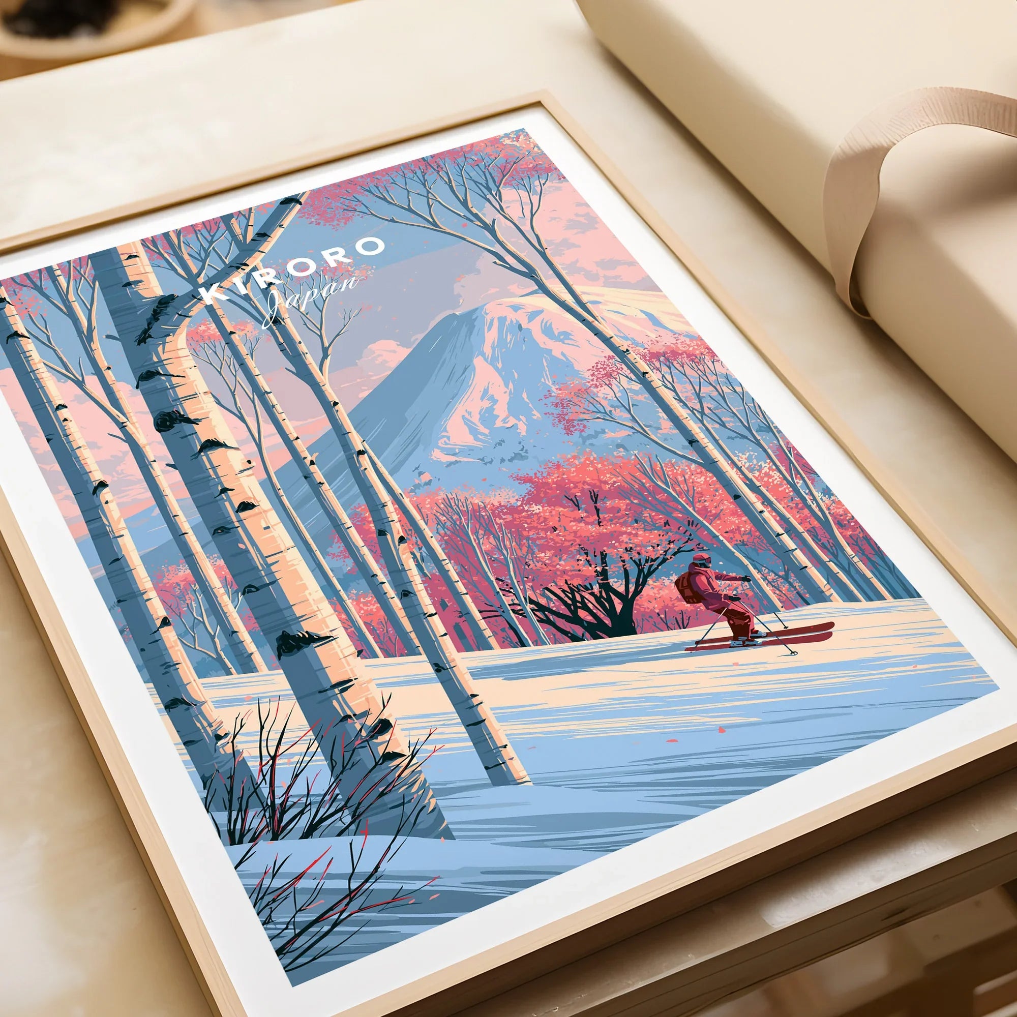 Kiroro Japan Peak Travel Poster — framed art print closeup gift unwrapped natural frame