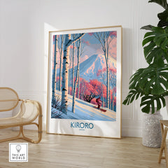 Kiroro Japan Birch Slopes Wall Art — large framed print room setting chair plant