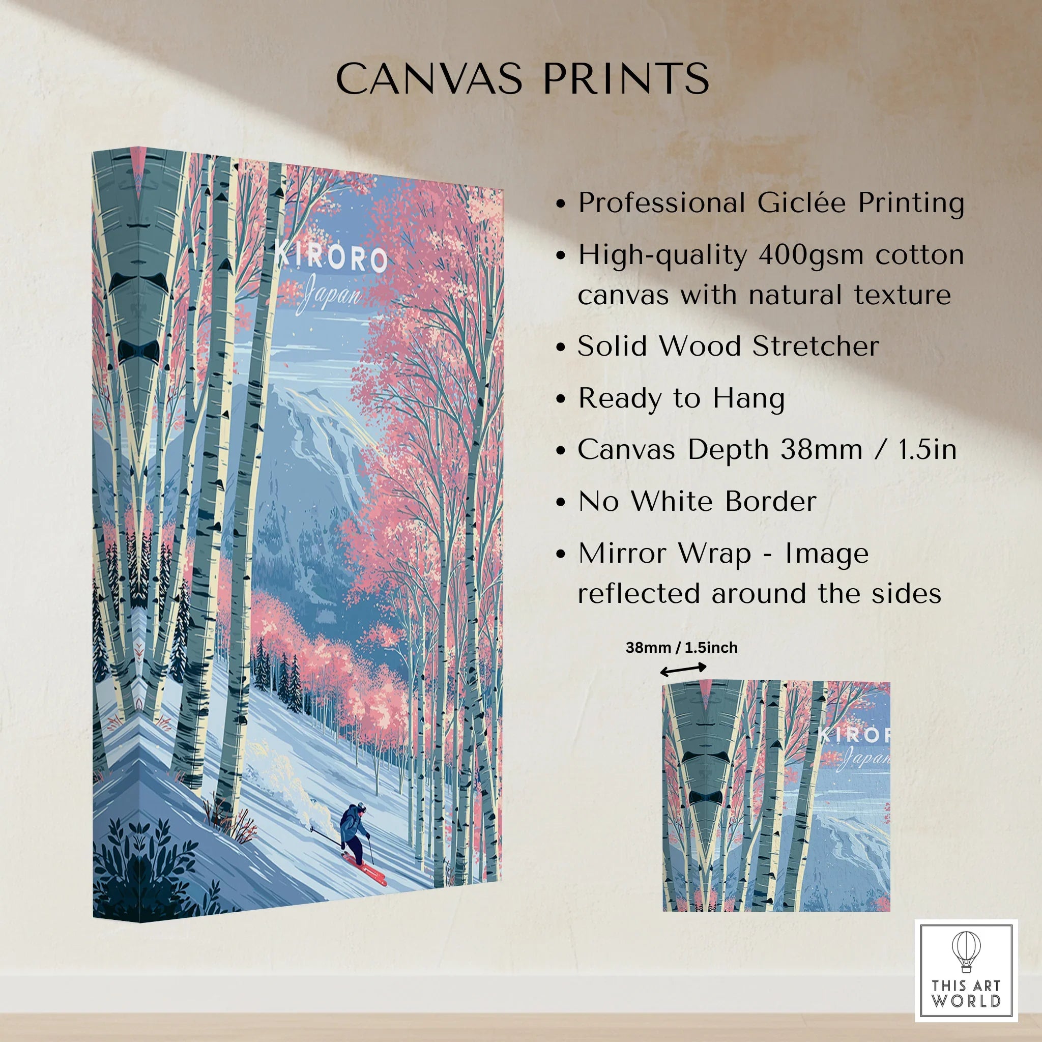 Kiroro Japan Backcountry Travel Poster — canvas print stretched cotton canvas details