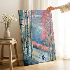 Kiroro Japan Backcountry Travel Poster — canvas print mirror edge hand holding room setting